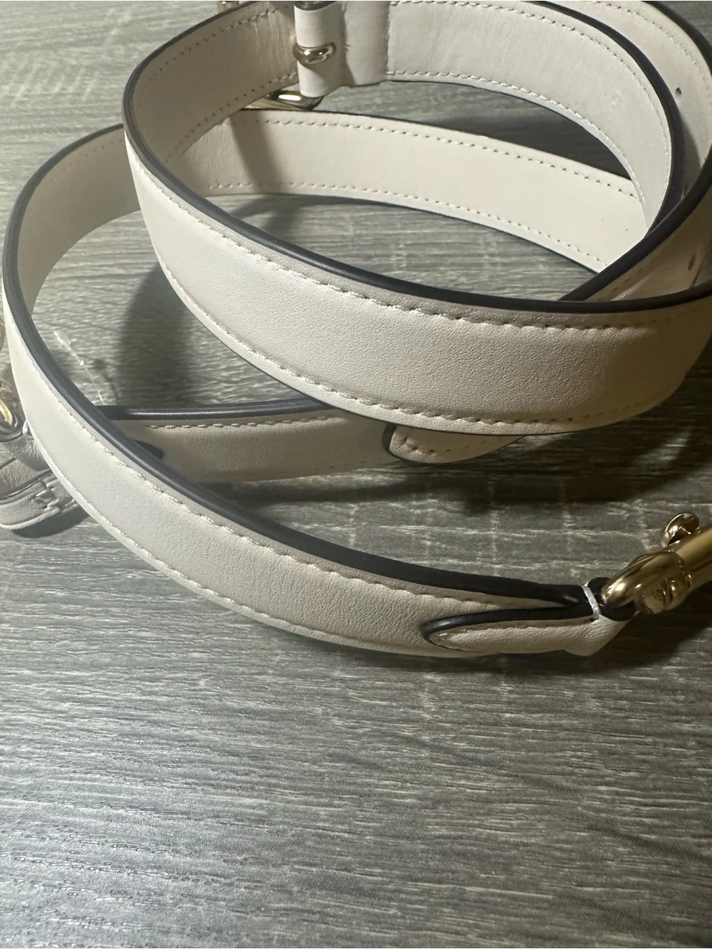 Coach Leather Shoulder Strap in Cream with Gold Hardware 40-46 inches